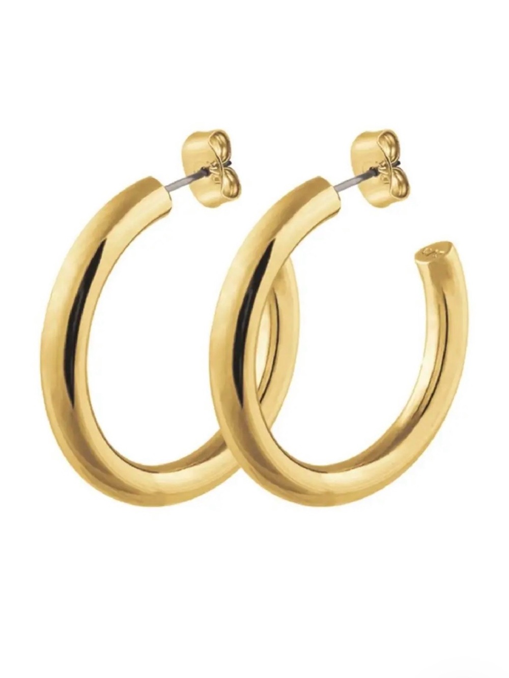 NWT Dyrberg/Kern 14K Gold Plated Chunky Hoop Earrings 26.5mm